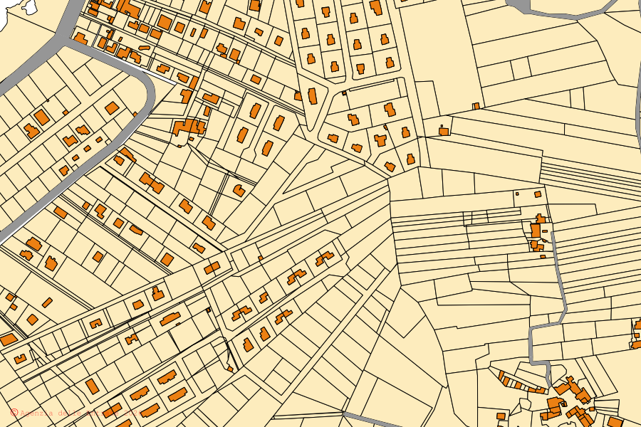 Cadastral map of the centre of Custonaci: parcels and buildings, Agenzia delle Entrate cartography