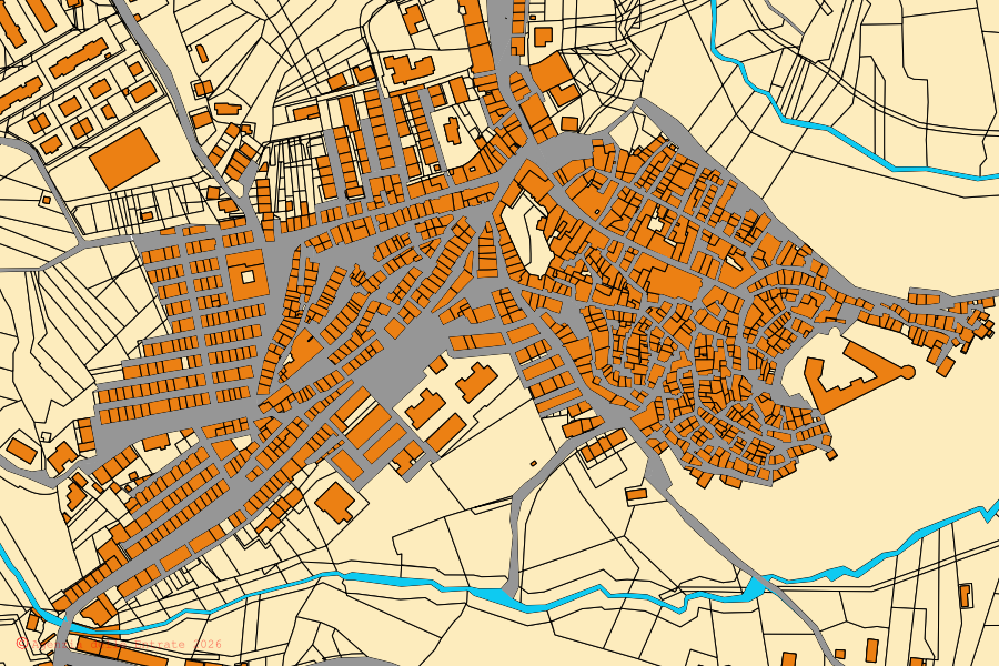 Cadastral map of the centre of Deliceto: parcels and buildings, Agenzia delle Entrate cartography