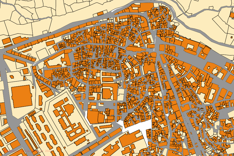 Cadastral map of the centre of Enna: parcels and buildings, Agenzia delle Entrate cartography