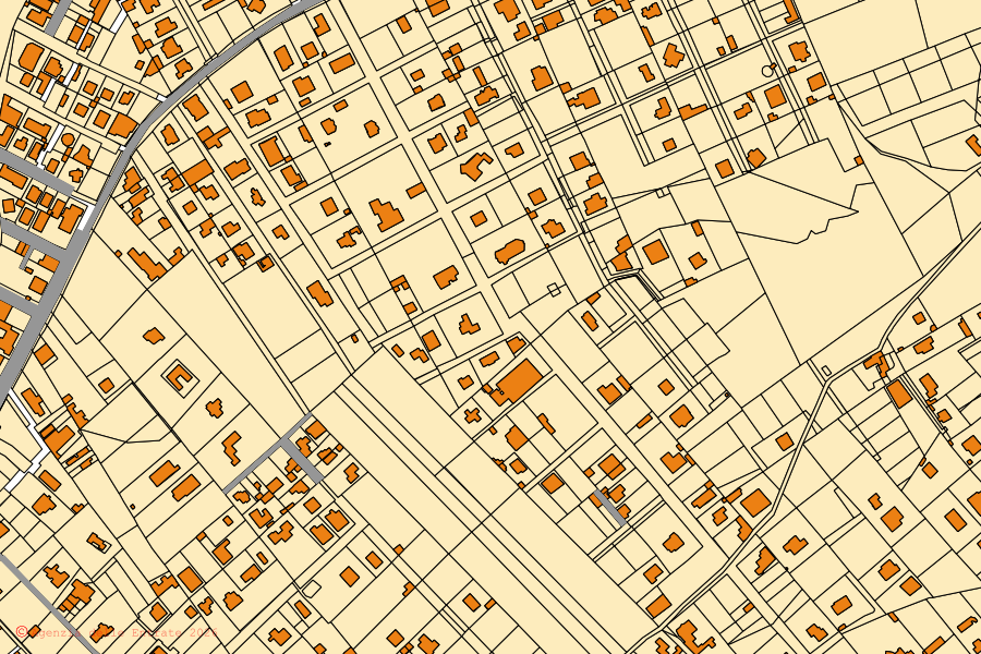 Cadastral map of the centre of Erice: parcels and buildings, Agenzia delle Entrate cartography