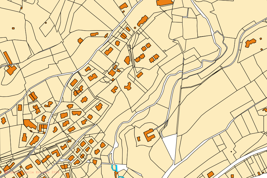 Cadastral map of the centre of Eupilio: parcels and buildings, Agenzia delle Entrate cartography