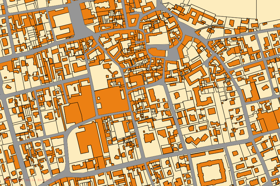 Cadastral map of the centre of Fagnano Olona: parcels and buildings, Agenzia delle Entrate cartography