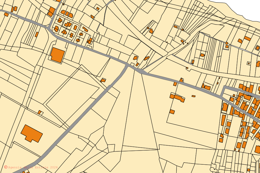 Cadastral map of the centre of Falcone: parcels and buildings, Agenzia delle Entrate cartography