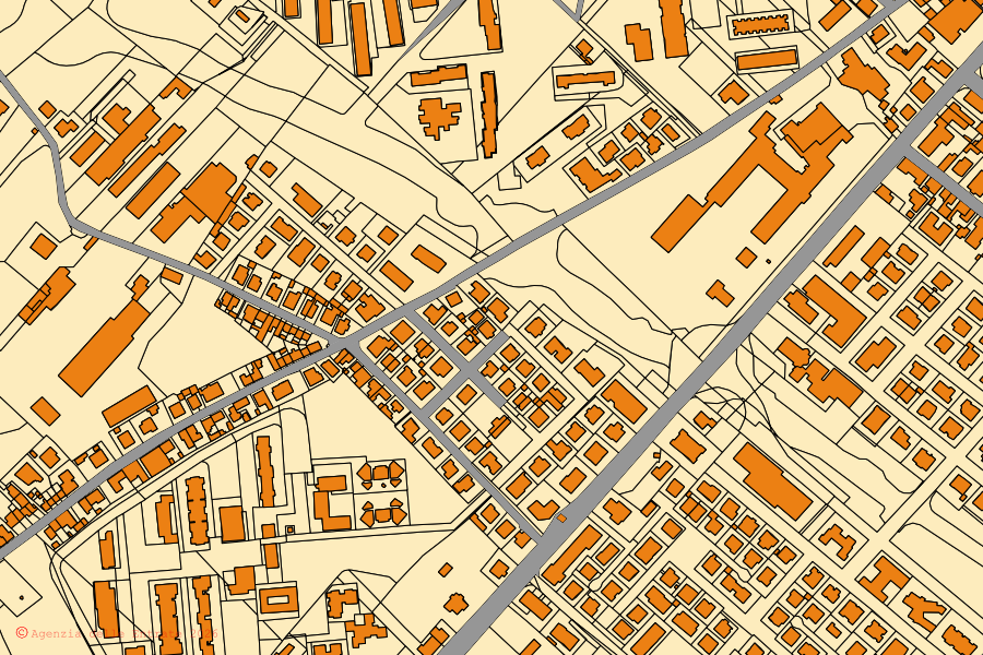 Cadastral map of the centre of Fano: parcels and buildings, Agenzia delle Entrate cartography