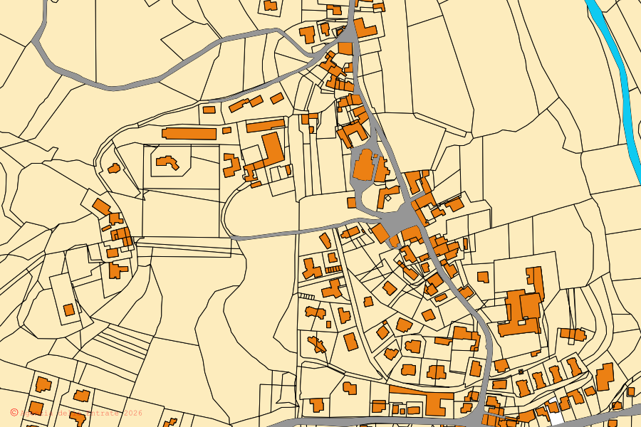 Cadastral map of the centre of Fara Vicentino: parcels and buildings, Agenzia delle Entrate cartography