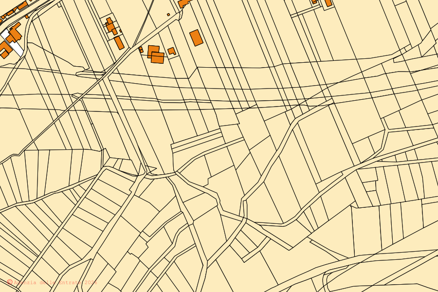 Cadastral map of the centre of Farra d'Isonzo: parcels and buildings, Agenzia delle Entrate cartography