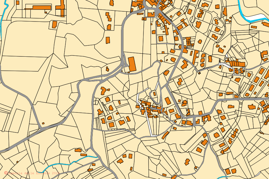 Cadastral map of the centre of Ferrera di Varese: parcels and buildings, Agenzia delle Entrate cartography