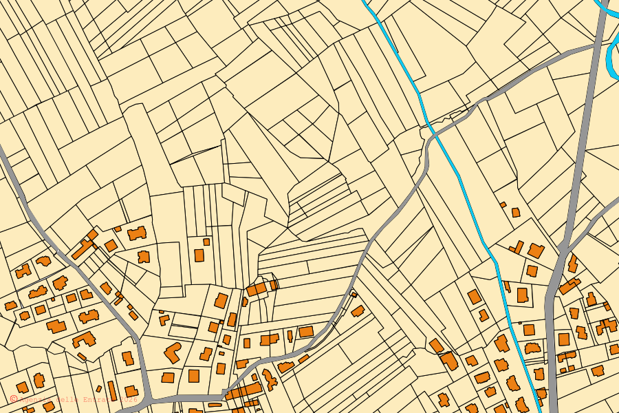Cadastral map of the centre of Fiano: parcels and buildings, Agenzia delle Entrate cartography