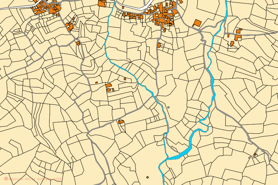Cadastral map of the centre of Filattiera: parcels and buildings, Agenzia delle Entrate cartography