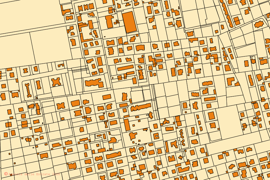 Cadastral map of the centre of Fiumicino: parcels and buildings, Agenzia delle Entrate cartography