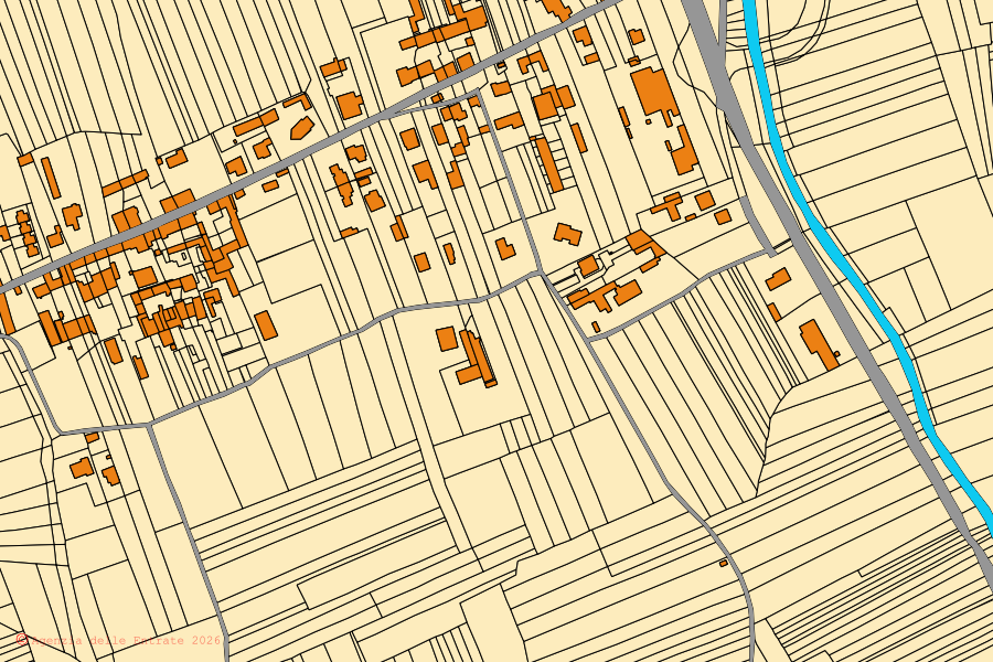 Cadastral map of the centre of Fontaneto d'Agogna: parcels and buildings, Agenzia delle Entrate cartography