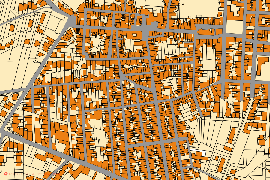 Cadastral map of the centre of Fragagnano: parcels and buildings, Agenzia delle Entrate cartography