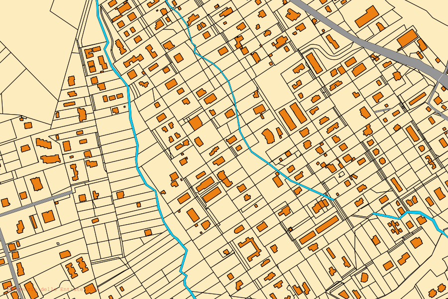 Cadastral map of the centre of Frascati: parcels and buildings, Agenzia delle Entrate cartography