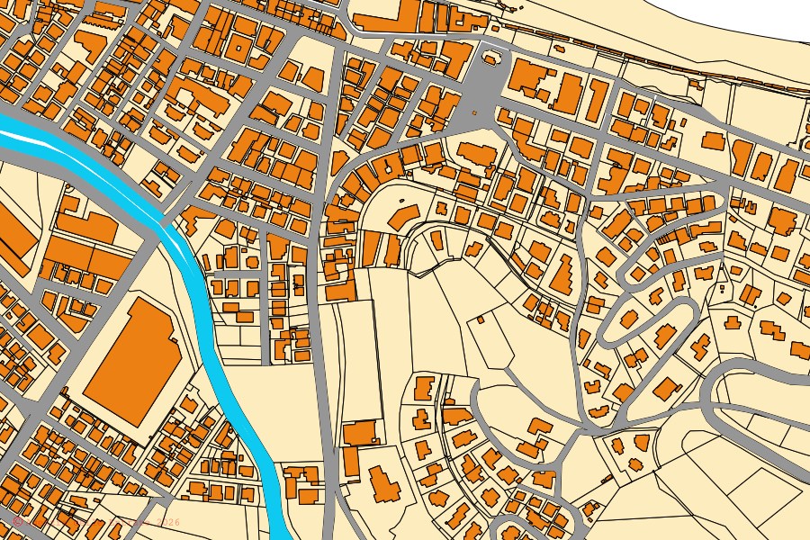 Cadastral map of the centre of Gabicce Mare: parcels and buildings, Agenzia delle Entrate cartography