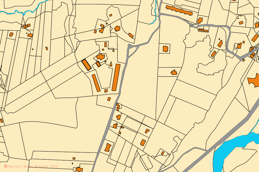 Cadastral map of the centre of Gallese: parcels and buildings, Agenzia delle Entrate cartography