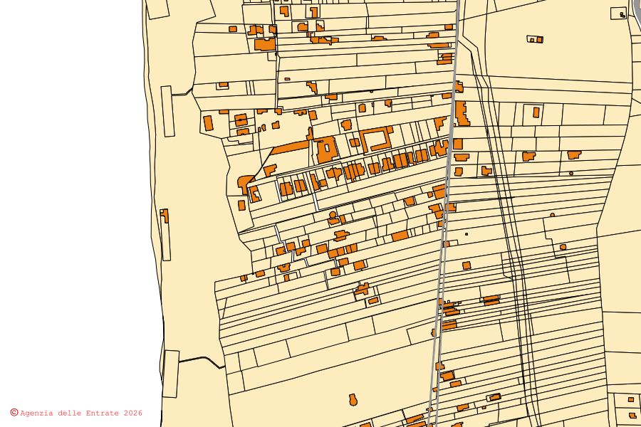 Cadastral map of the centre of Gallipoli: parcels and buildings, Agenzia delle Entrate cartography