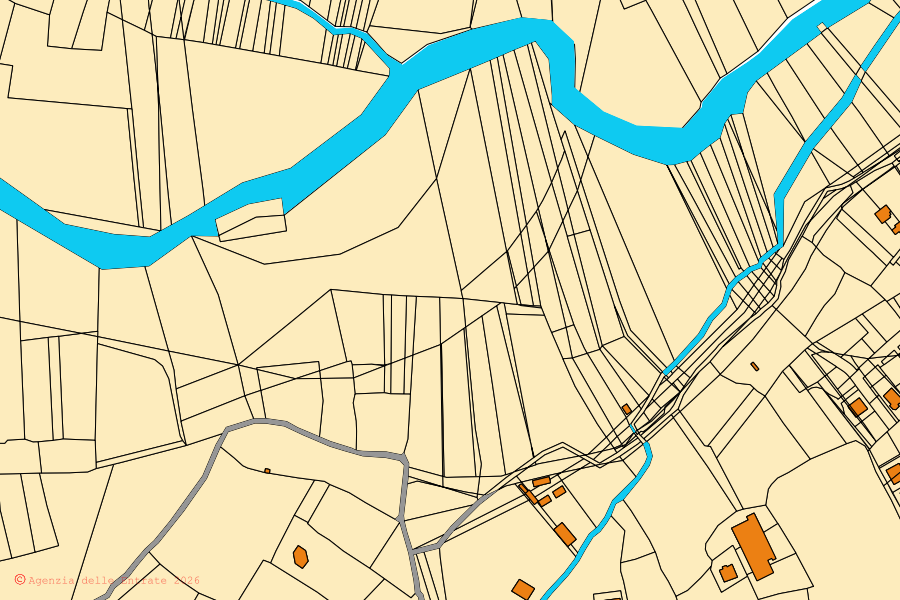 Cadastral map of the centre of Galtellì: parcels and buildings, Agenzia delle Entrate cartography