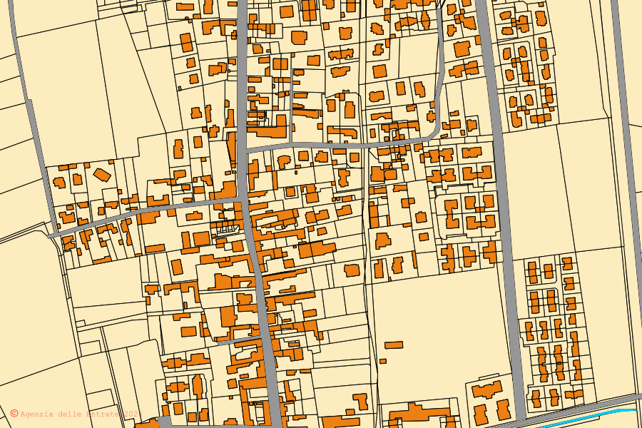 Cadastral map of the centre of Garbagna Novarese: parcels and buildings, Agenzia delle Entrate cartography