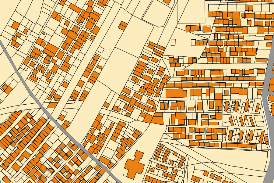 Cadastral map of the centre of Gela: parcels and buildings, Agenzia delle Entrate cartography