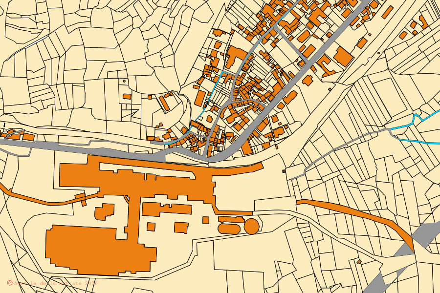 Cadastral map of the centre of Germagnano: parcels and buildings, Agenzia delle Entrate cartography
