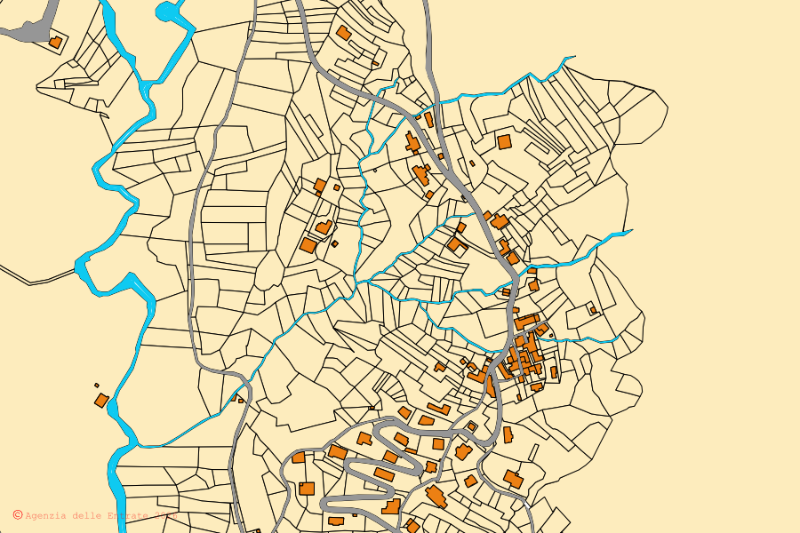 Cadastral map of the centre of Ghiffa: parcels and buildings, Agenzia delle Entrate cartography