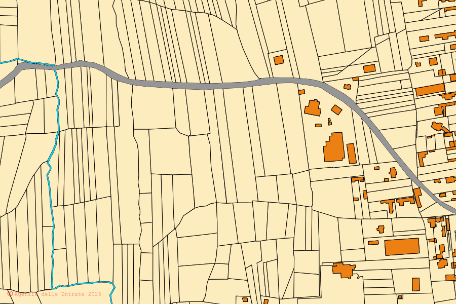 Cadastral map of the centre of Ghislarengo: parcels and buildings, Agenzia delle Entrate cartography