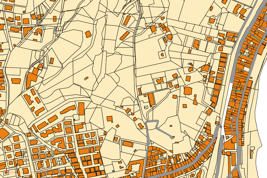 Cadastral map of the centre of Giardini-Naxos: parcels and buildings, Agenzia delle Entrate cartography