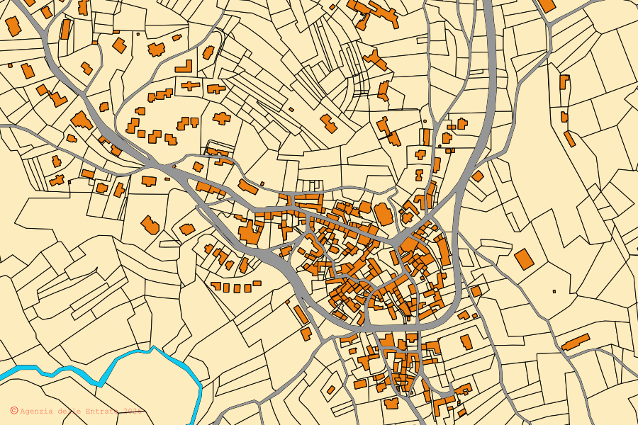 Cadastral map of the centre of Gignese: parcels and buildings, Agenzia delle Entrate cartography