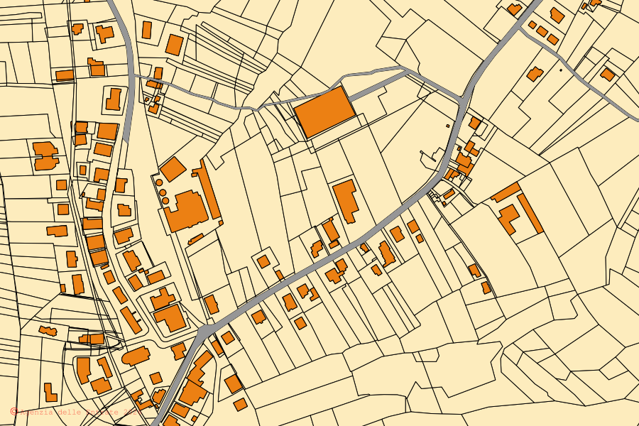 Cadastral map of the centre of Giuliano Teatino: parcels and buildings, Agenzia delle Entrate cartography