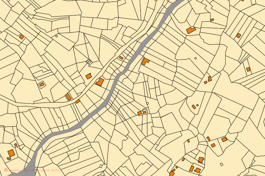 Cadastral map of the centre of Godrano: parcels and buildings, Agenzia delle Entrate cartography