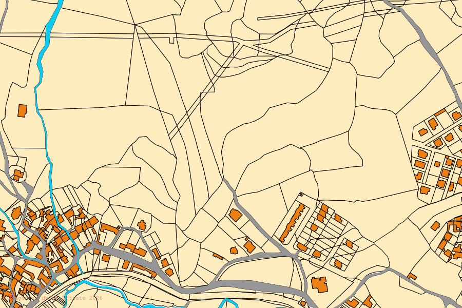 Cadastral map of the centre of Gonnosnò: parcels and buildings, Agenzia delle Entrate cartography