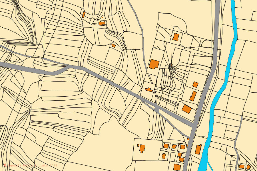 Cadastral map of the centre of Gonnostramatza: parcels and buildings, Agenzia delle Entrate cartography