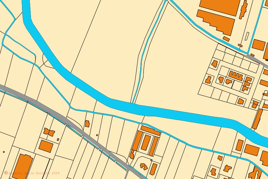 Cadastral map of the centre of Gottolengo: parcels and buildings, Agenzia delle Entrate cartography