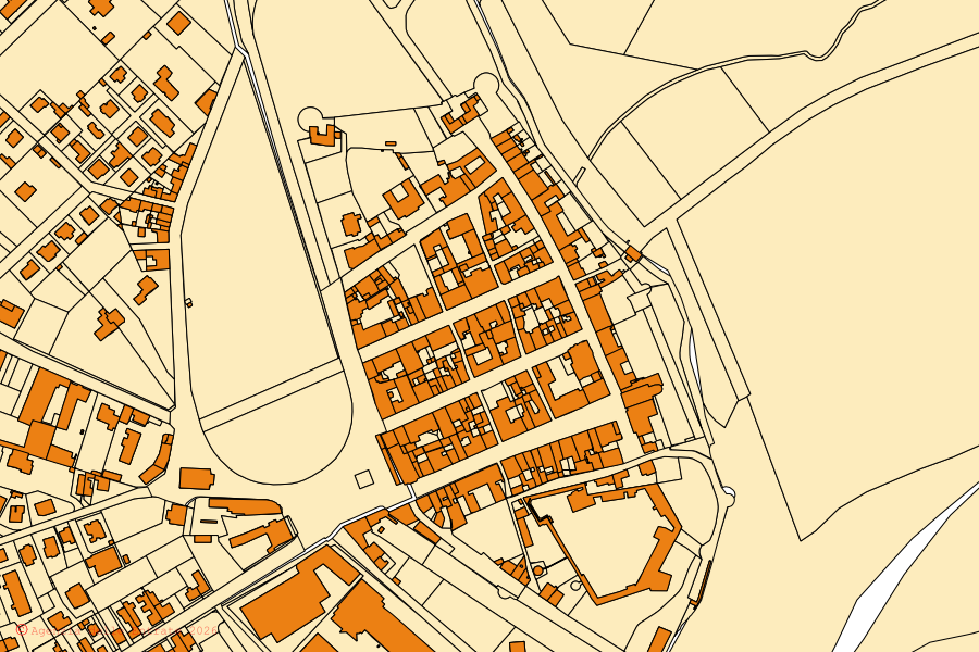 Cadastral map of the centre of Gradisca d'Isonzo: parcels and buildings, Agenzia delle Entrate cartography