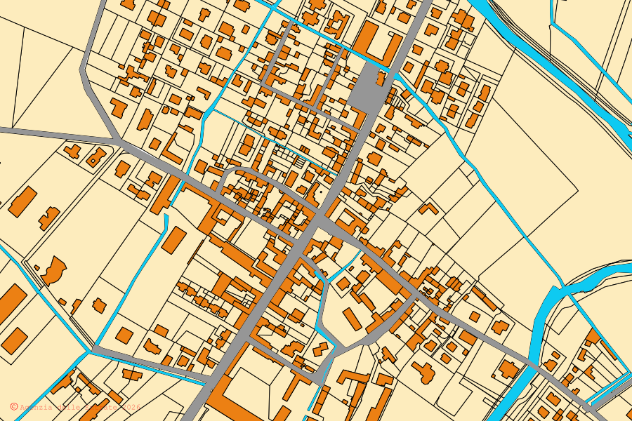Cadastral map of the centre of Granozzo con Monticello: parcels and buildings, Agenzia delle Entrate cartography