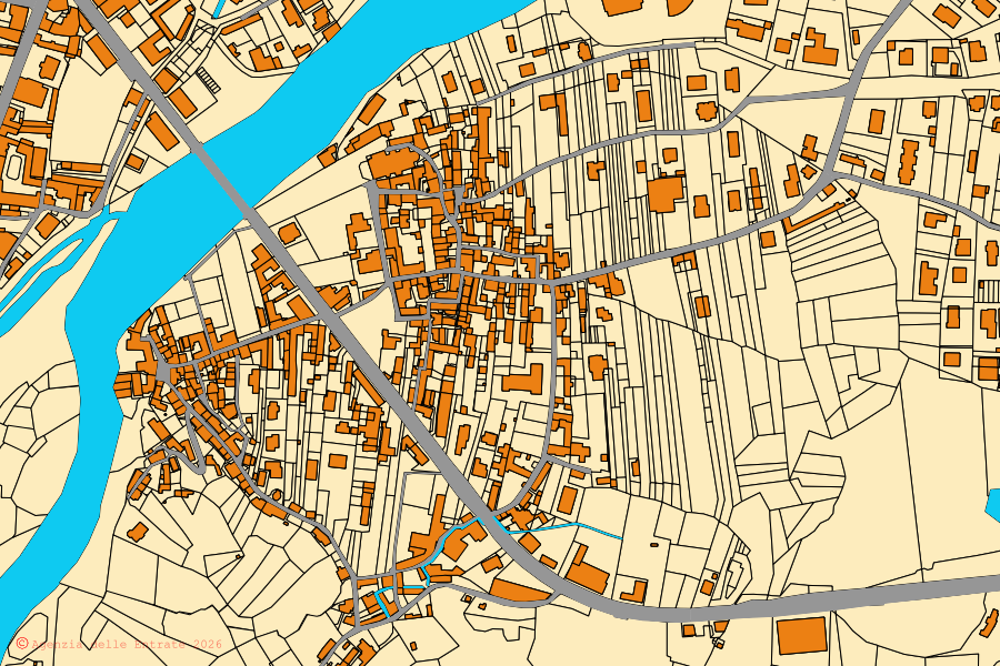 Cadastral map of the centre of Gravellona Toce: parcels and buildings, Agenzia delle Entrate cartography