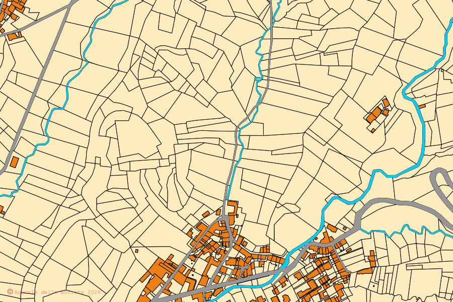 Cadastral map of the centre of Grignasco: parcels and buildings, Agenzia delle Entrate cartography