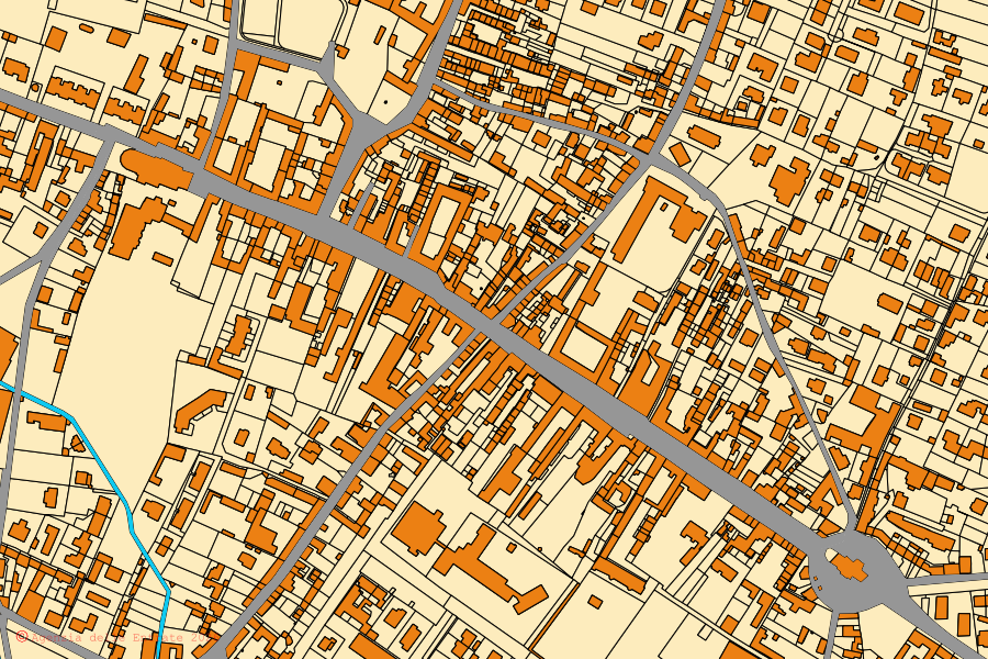 Cadastral map of the centre of Gropello Cairoli: parcels and buildings, Agenzia delle Entrate cartography
