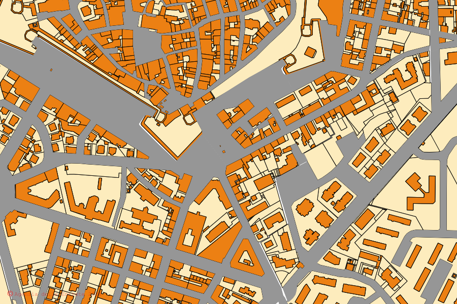 Cadastral map of the centre of Grosseto: parcels and buildings, Agenzia delle Entrate cartography