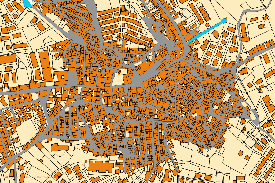 Cadastral map of the centre of Grotte: parcels and buildings, Agenzia delle Entrate cartography