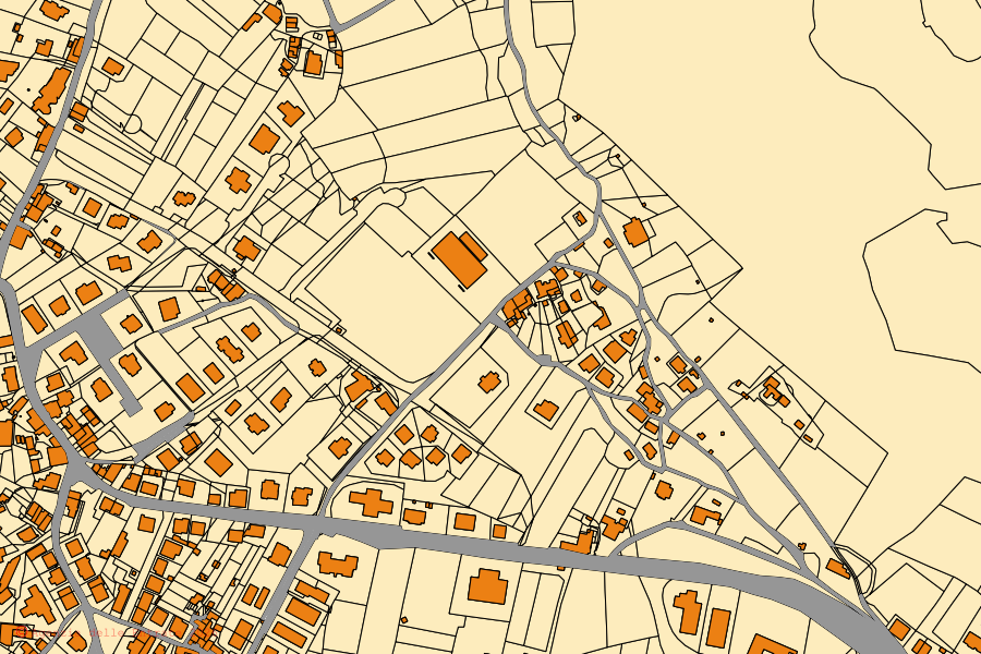 Cadastral map of the centre of Guardea: parcels and buildings, Agenzia delle Entrate cartography