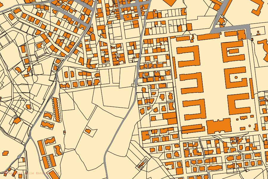 Cadastral map of the centre of Iglesias: parcels and buildings, Agenzia delle Entrate cartography