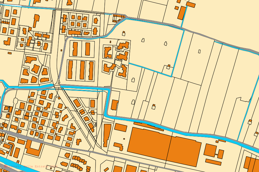 Cadastral map of the centre of Inzago: parcels and buildings, Agenzia delle Entrate cartography