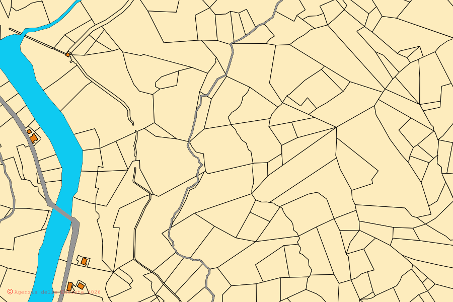 Cadastral map of the centre of Isola del Cantone: parcels and buildings, Agenzia delle Entrate cartography