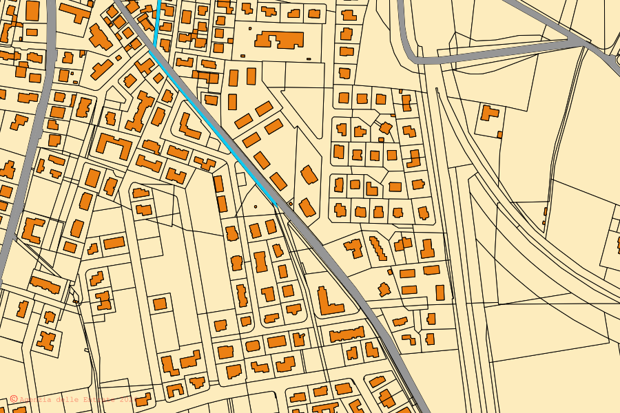 Cadastral map of the centre of Isola della Scala: parcels and buildings, Agenzia delle Entrate cartography