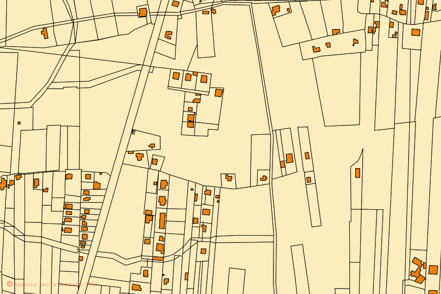 Cadastral map of the centre of Ispica: parcels and buildings, Agenzia delle Entrate cartography