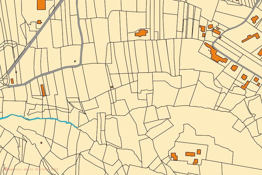 Cadastral map of the centre of La Morra: parcels and buildings, Agenzia delle Entrate cartography