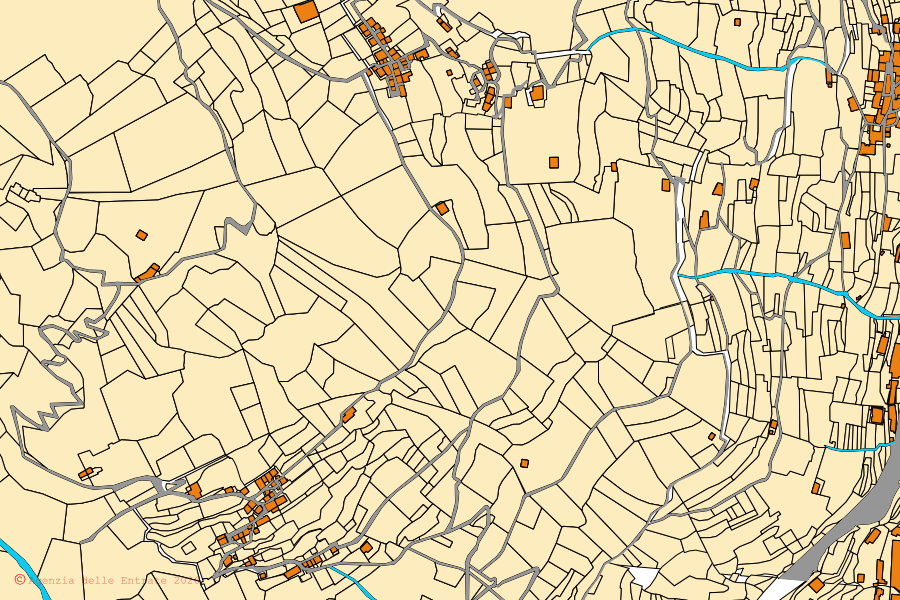 Cadastral map of the centre of Laglio: parcels and buildings, Agenzia delle Entrate cartography