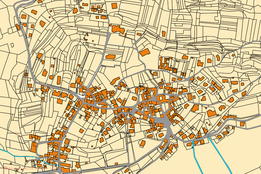 Cadastral map of the centre of Laino: parcels and buildings, Agenzia delle Entrate cartography