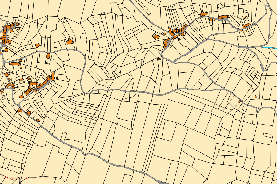 Cadastral map of the centre of Lamon: parcels and buildings, Agenzia delle Entrate cartography